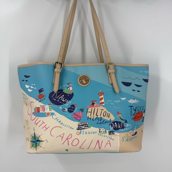 Spartina 449 Charleston medium size Stylish Blue and Tan Tote Bag - Picture 1 of 16